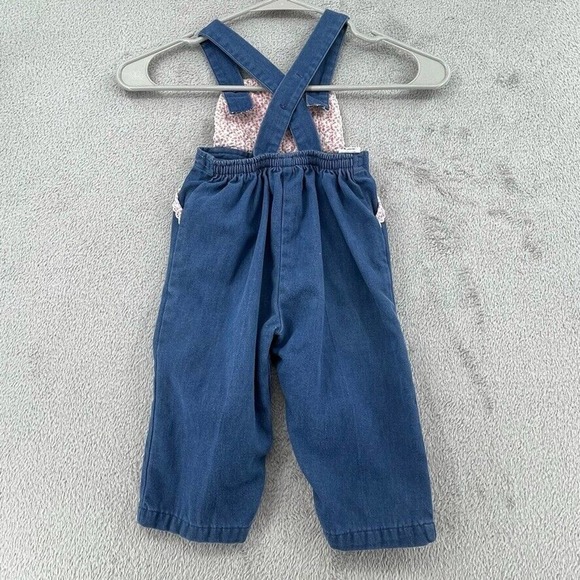 Vintage Baby Overalls 18M Blue Pink Ditzy Floral Quilted Bib Buttons Magic Years - Picture 2 of 12